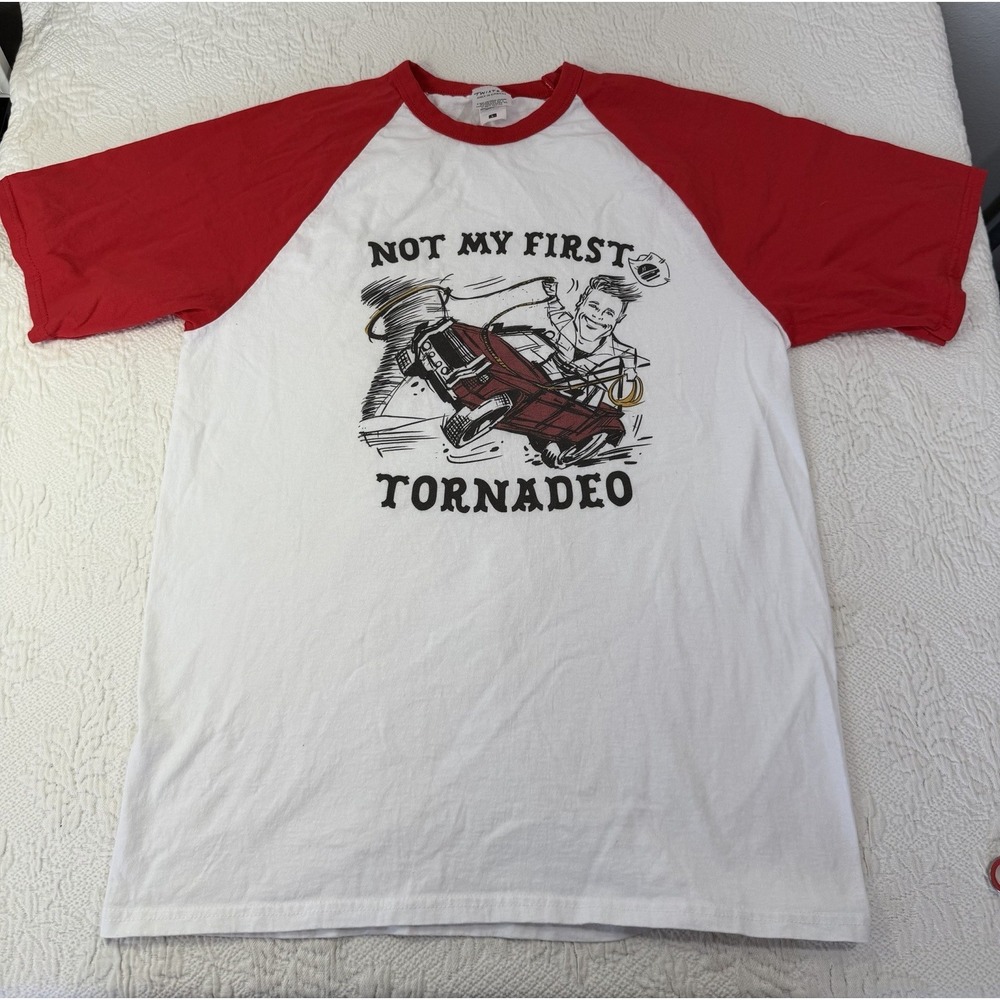 Twisters Authentic T-Shirt Large Movie Promo Not My First Tornadeo Raglan Baseba